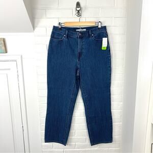 NWT Lands’ End Pinstripe Classic Straight Leg Jeans Size 12